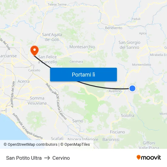 San Potito Ultra to Cervino map