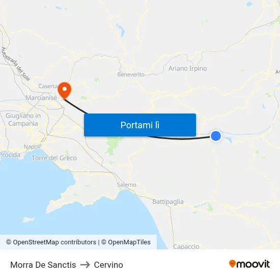 Morra De Sanctis to Cervino map