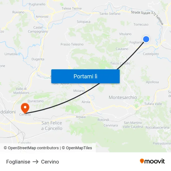 Foglianise to Cervino map