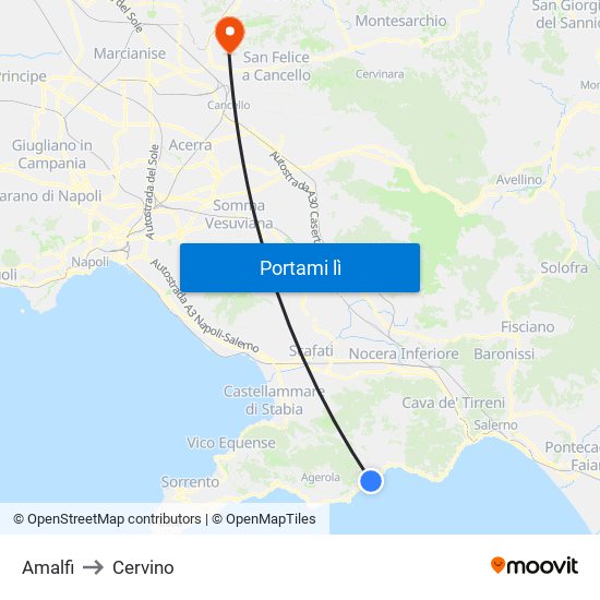 Amalfi to Cervino map