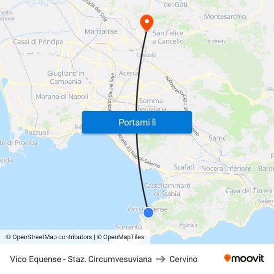 Vico Equense - Staz. Circumvesuviana to Cervino map