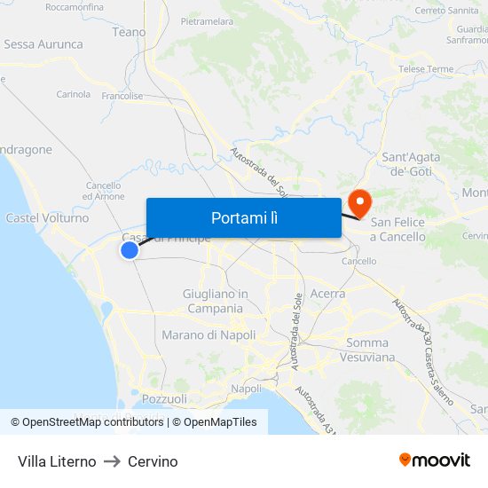 Villa Literno to Cervino map