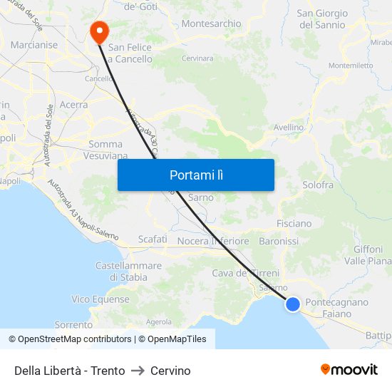 Della Libertà - Trento to Cervino map