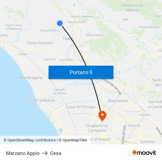 Marzano Appio to Cesa map