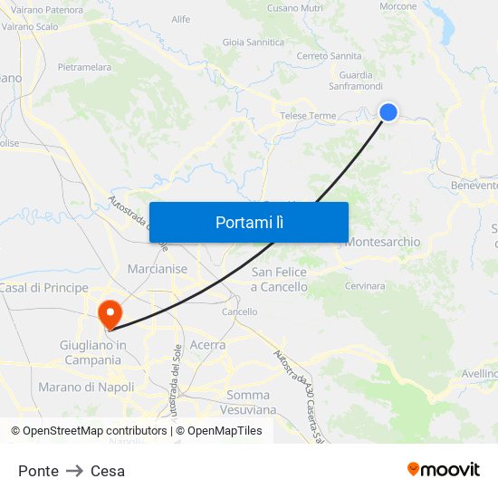 Ponte to Cesa map