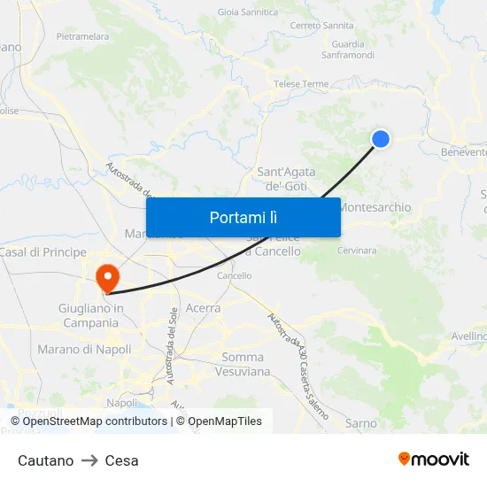 Cautano to Cesa map