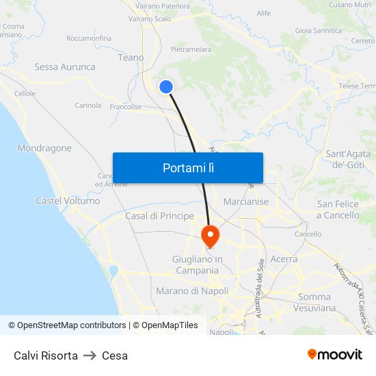 Calvi Risorta to Cesa map
