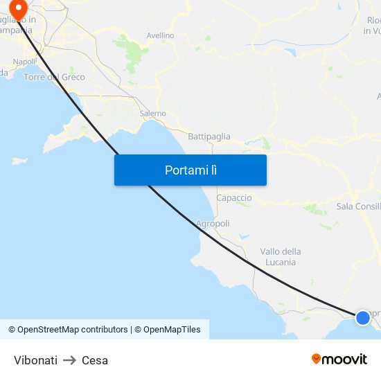 Vibonati to Cesa map