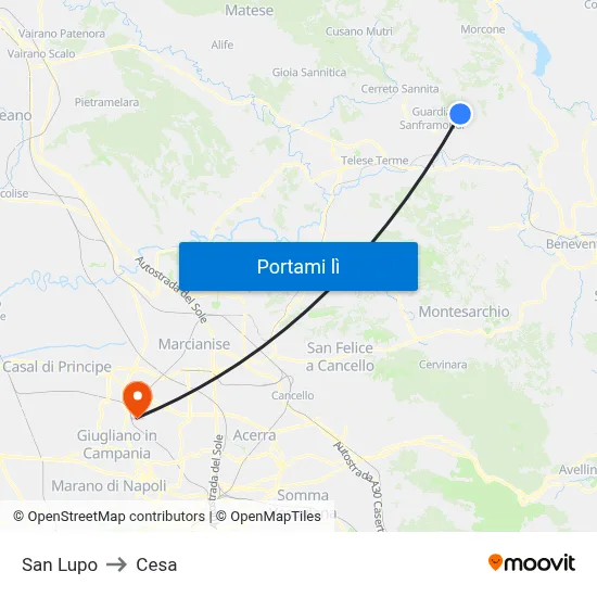 San Lupo to Cesa map