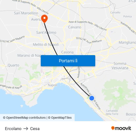 Ercolano to Cesa map