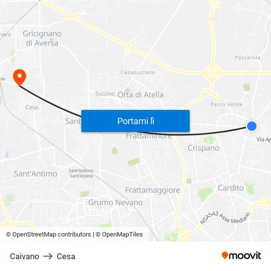 Caivano to Cesa map