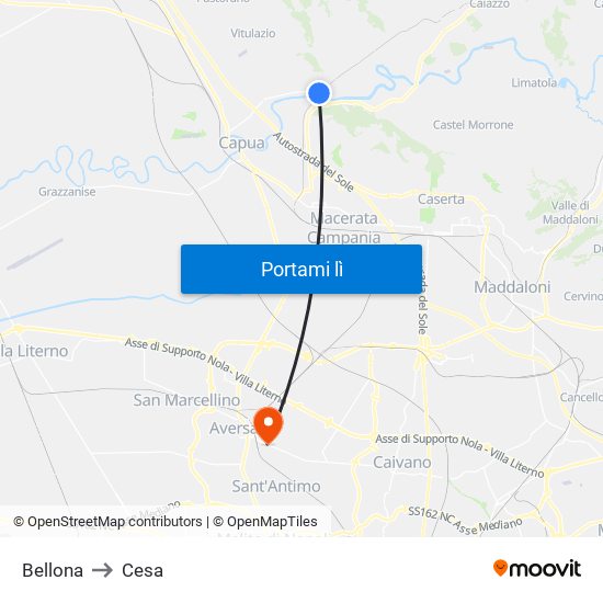 Bellona to Cesa map