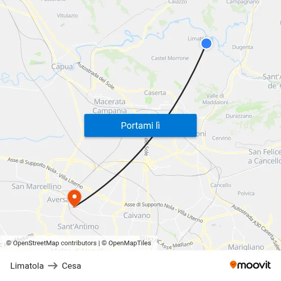 Limatola to Cesa map
