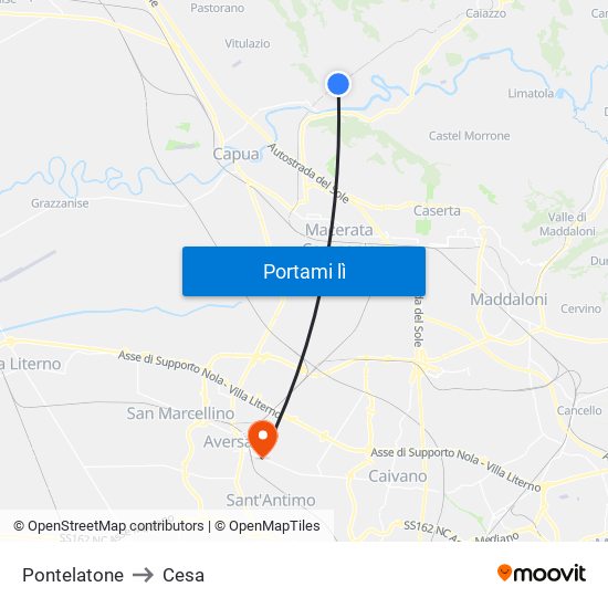 Pontelatone to Cesa map