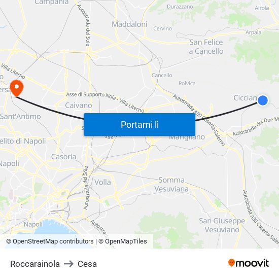 Roccarainola to Cesa map