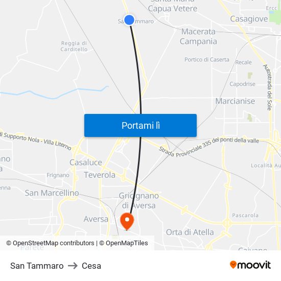 San Tammaro to Cesa map