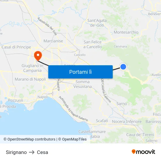 Sirignano to Cesa map