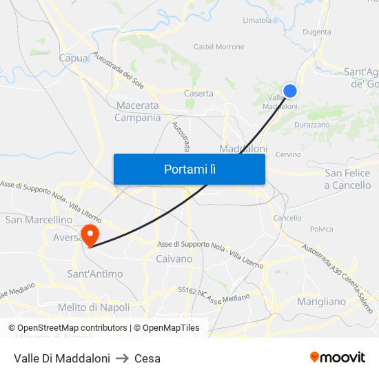 Valle Di Maddaloni to Cesa map