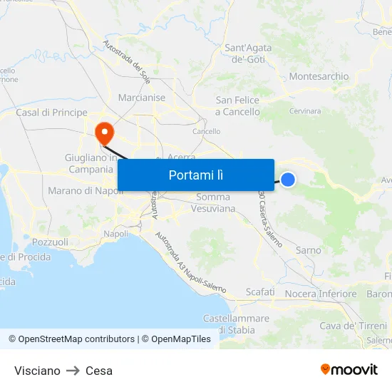 Visciano to Cesa map