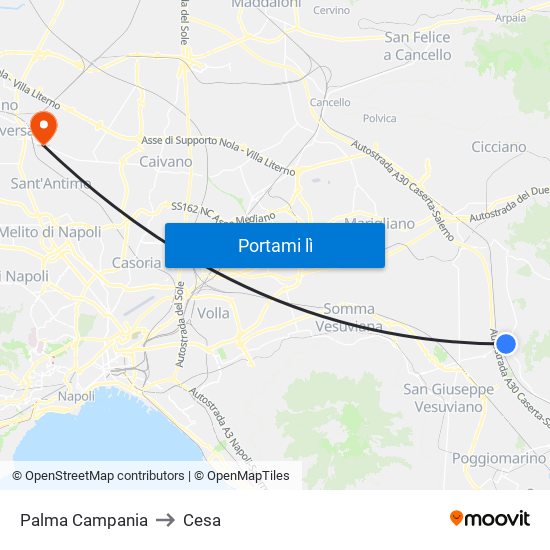 Palma Campania to Cesa map