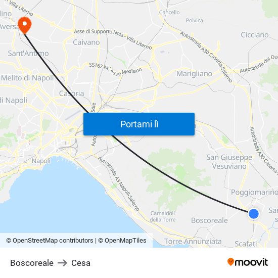 Boscoreale to Cesa map