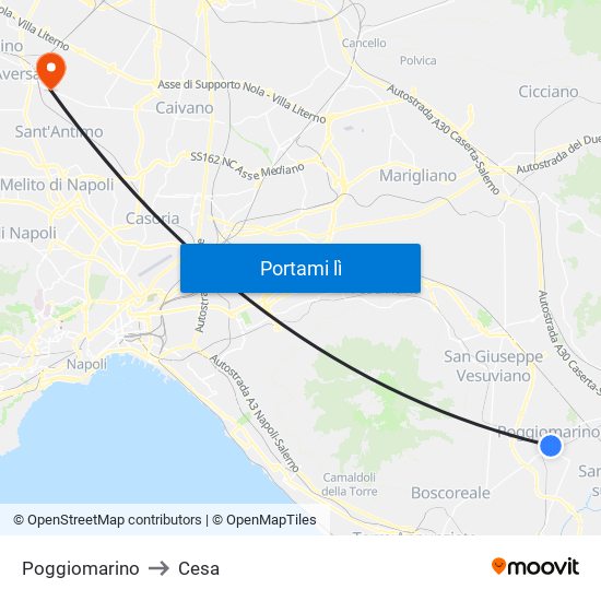 Poggiomarino to Cesa map