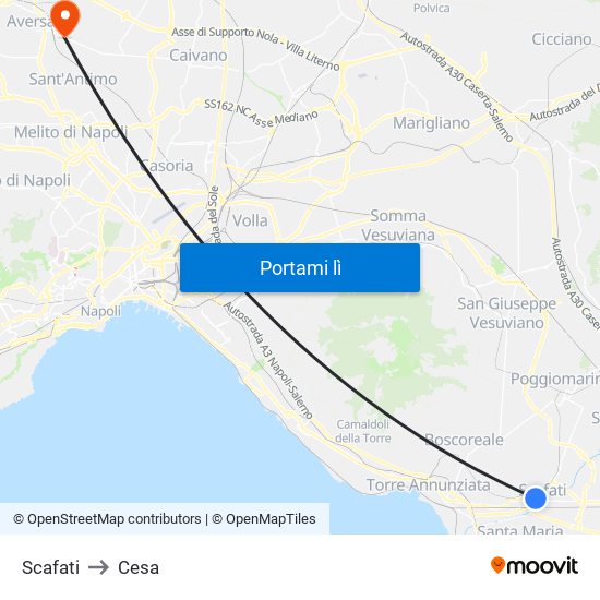 Scafati to Cesa map