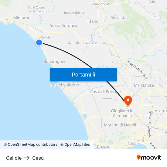 Cellole to Cesa map