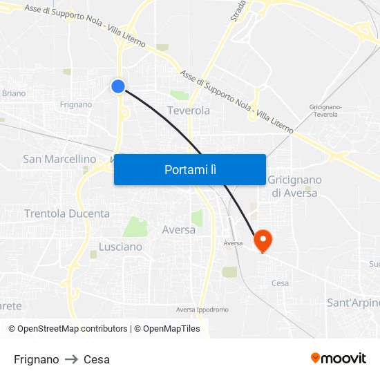 Frignano to Cesa map