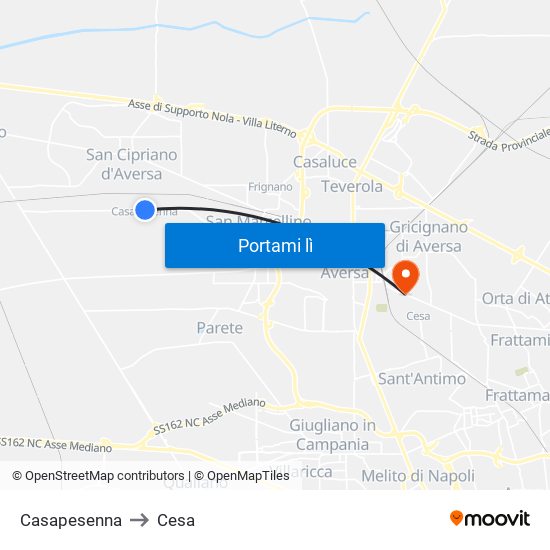 Casapesenna to Cesa map