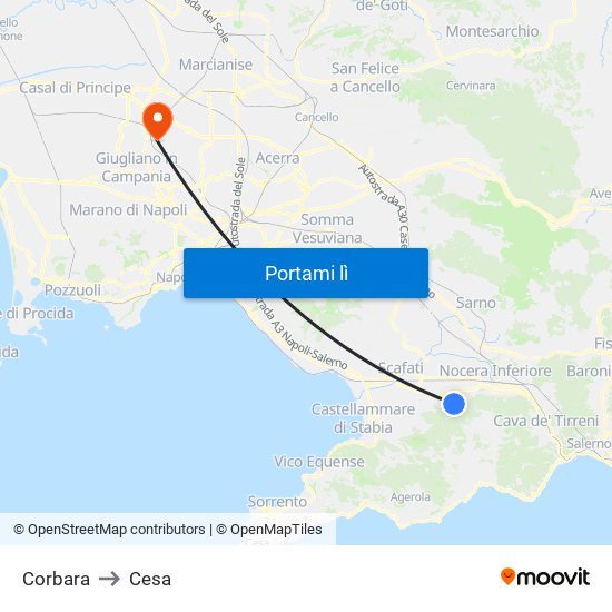 Corbara to Cesa map