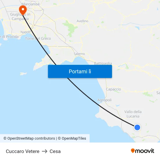 Cuccaro Vetere to Cesa map