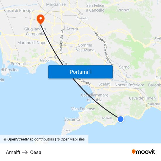 Amalfi to Cesa map