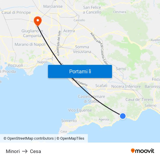 Minori to Cesa map