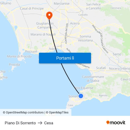 Piano Di Sorrento to Cesa map