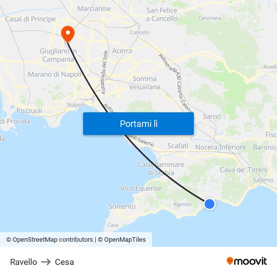 Ravello to Cesa map