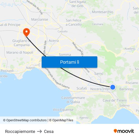 Roccapiemonte to Cesa map