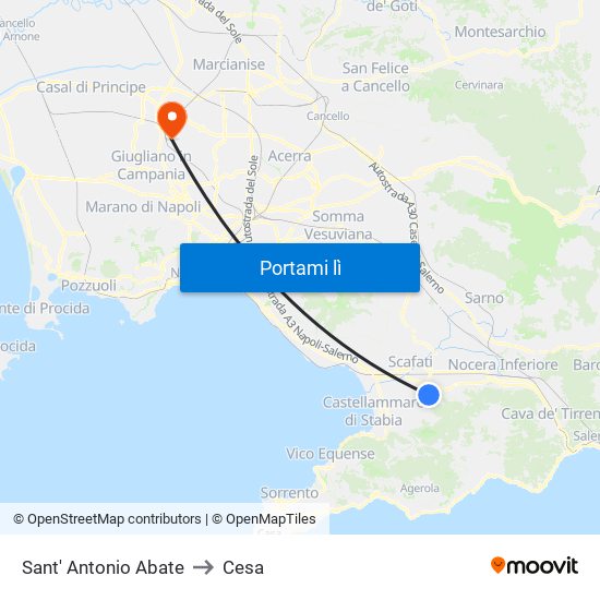 Sant' Antonio Abate to Cesa map