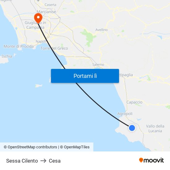 Sessa Cilento to Cesa map