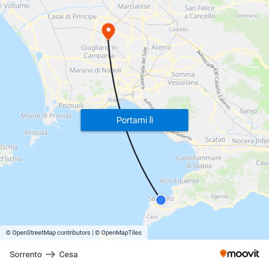 Sorrento to Cesa map