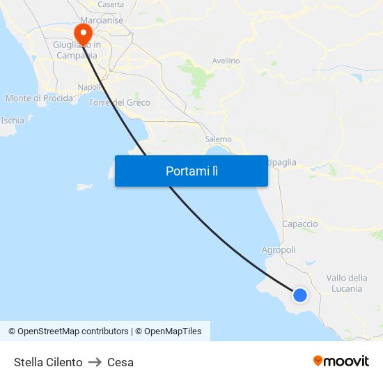 Stella Cilento to Cesa map
