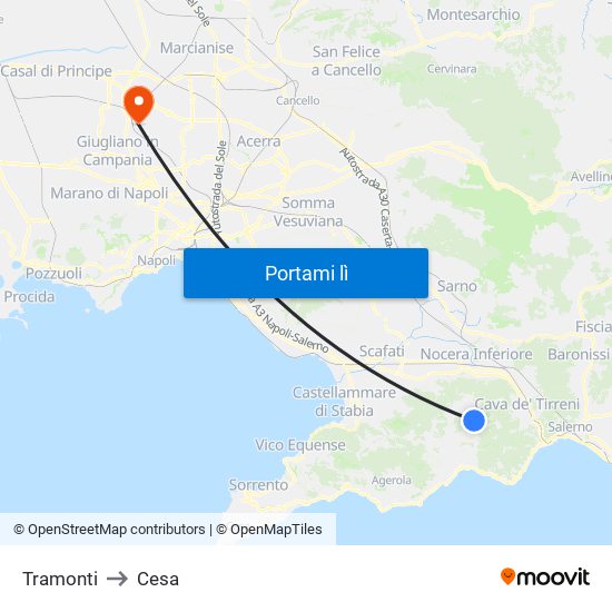 Tramonti to Cesa map