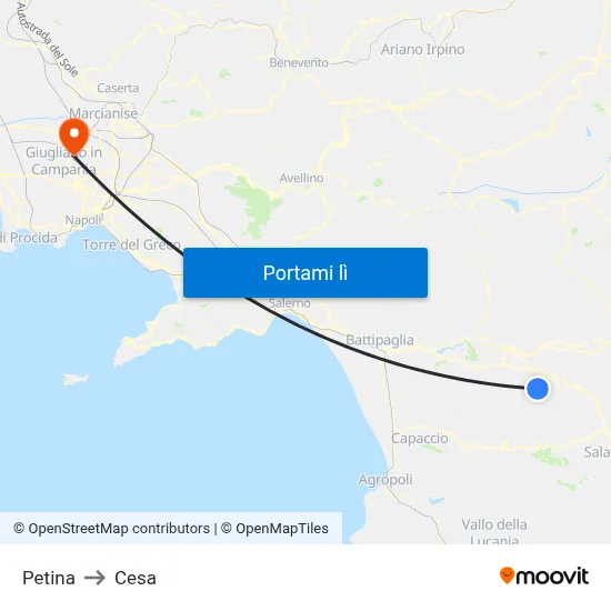 Petina to Cesa map