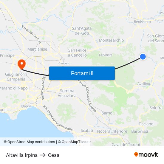 Altavilla Irpina to Cesa map