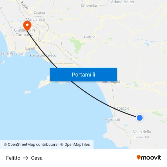 Felitto to Cesa map