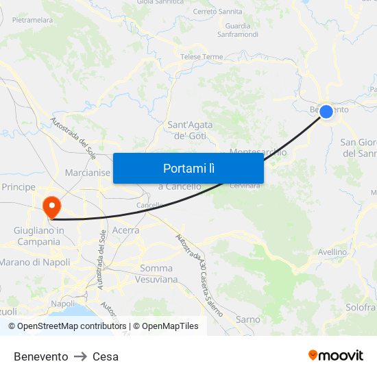 Benevento to Cesa map