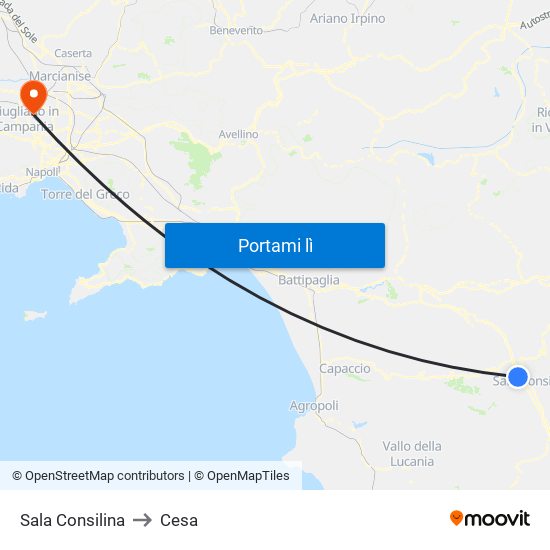 Sala Consilina to Cesa map