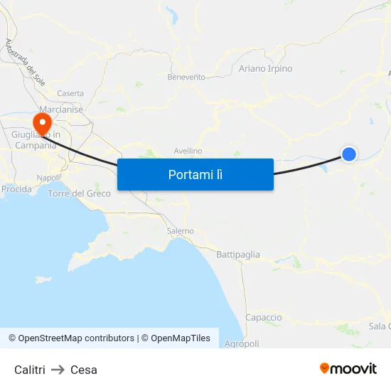 Calitri to Cesa map