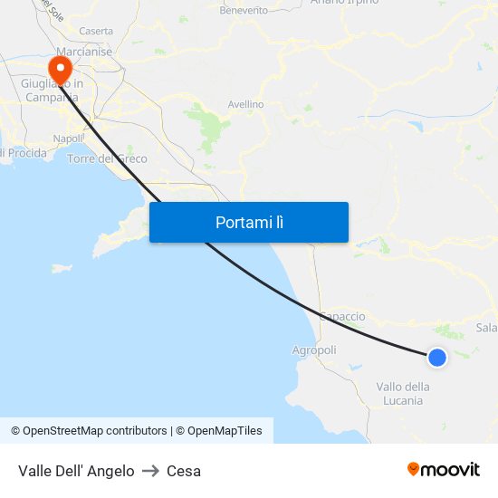 Valle Dell' Angelo to Cesa map