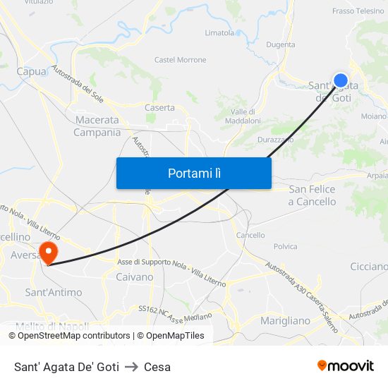Sant' Agata De' Goti to Cesa map